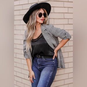 Classic Gray Plaid Women's Blazer